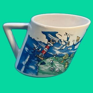 Ramsel Hamburg Slanted Mug Windy Farm Lighthouse Seagulls Flying Cow